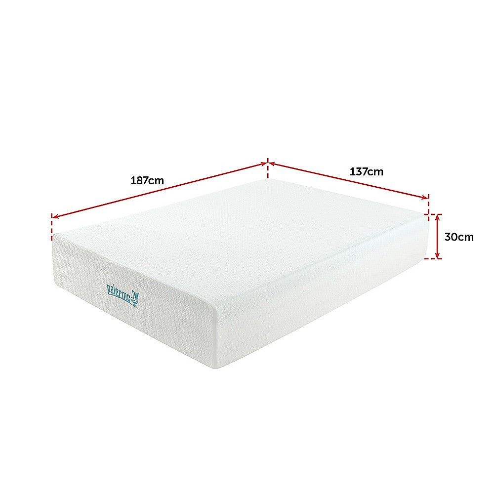 Palermo Double Mattress 30cm Memory Foam Green Tea Infused CertiPUR Approved