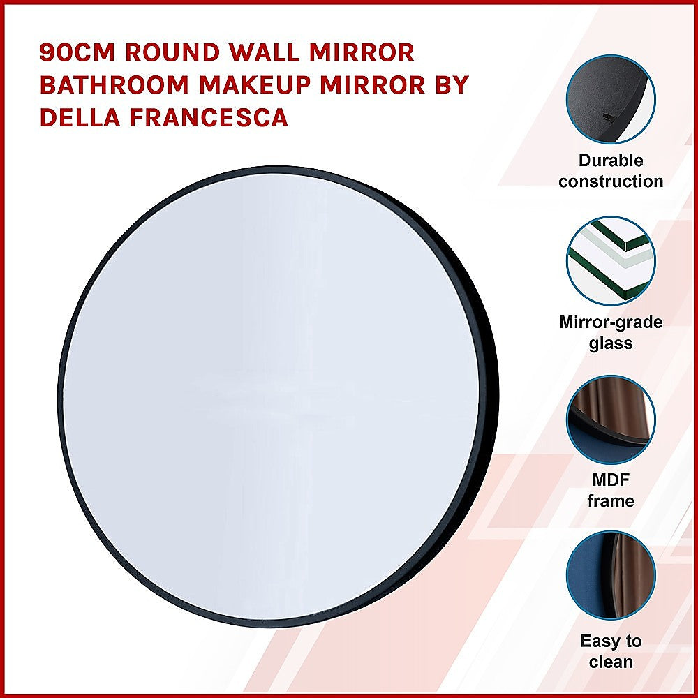 90cm Round Wall Mirror Bathroom Makeup Mirror by Della Francesca