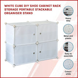 White Cube DIY Shoe Cabinet Rack Storage Portable Stackable Organiser Stand