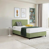 Linen Fabric Double Bed Deluxe Headboard Bedhead - Olive Green