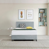 Linen Fabric Double Bed Deluxe Headboard Bedhead - Stone Grey