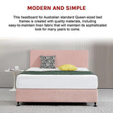 Linen Fabric Queen Bed Deluxe Headboard Bedhead - Pale Pink