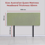 Linen Fabric Queen Bed Deluxe Headboard Bedhead - Olive Green