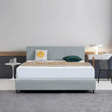 Linen Fabric King Bed Deluxe Headboard Bedhead - Stone Grey