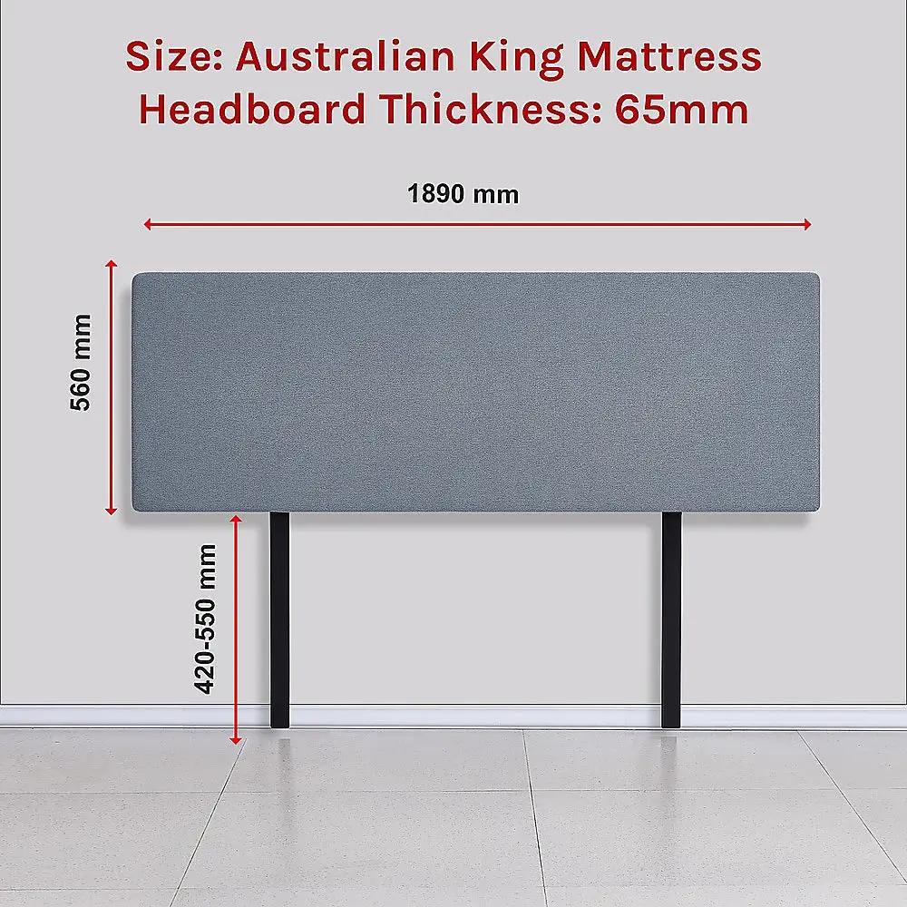 Linen Fabric King Bed Deluxe Headboard Bedhead - Berlin Blue