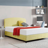 Linen Fabric Queen Bed Curved Headboard Bedhead - Sulfur Yellow