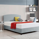 Linen Fabric Queen Bed Curved Headboard Bedhead - Stone Grey