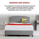 Linen Fabric Queen Bed Curved Headboard Bedhead - Night Ash