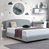 Linen Fabric King Bed Curved Headboard Bedhead - Stone Grey