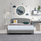 Linen Fabric King Bed Curved Headboard Bedhead - Night Ash