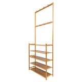 Large Wooden 5 Tiers Hat Coat Stand Clothes Shoe Rack Hanger Hooks Shelf Storage