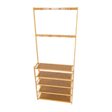 Large Wooden 5 Tiers Hat Coat Stand Clothes Shoe Rack Hanger Hooks Shelf Storage