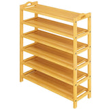 6 Layers Natural Wood Bamboo Shelf Entryway Storage Shoe Rack Home Furniture