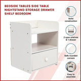 Bedside Tables Side Table Nightstand Storage Drawer Shelf Bedroom