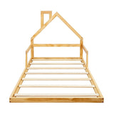 Pine Wood Floor Bed House Frame for Kids and Toddlers