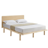 Natural Solid Wood Bed Frame Bed Base with Headboard King Single