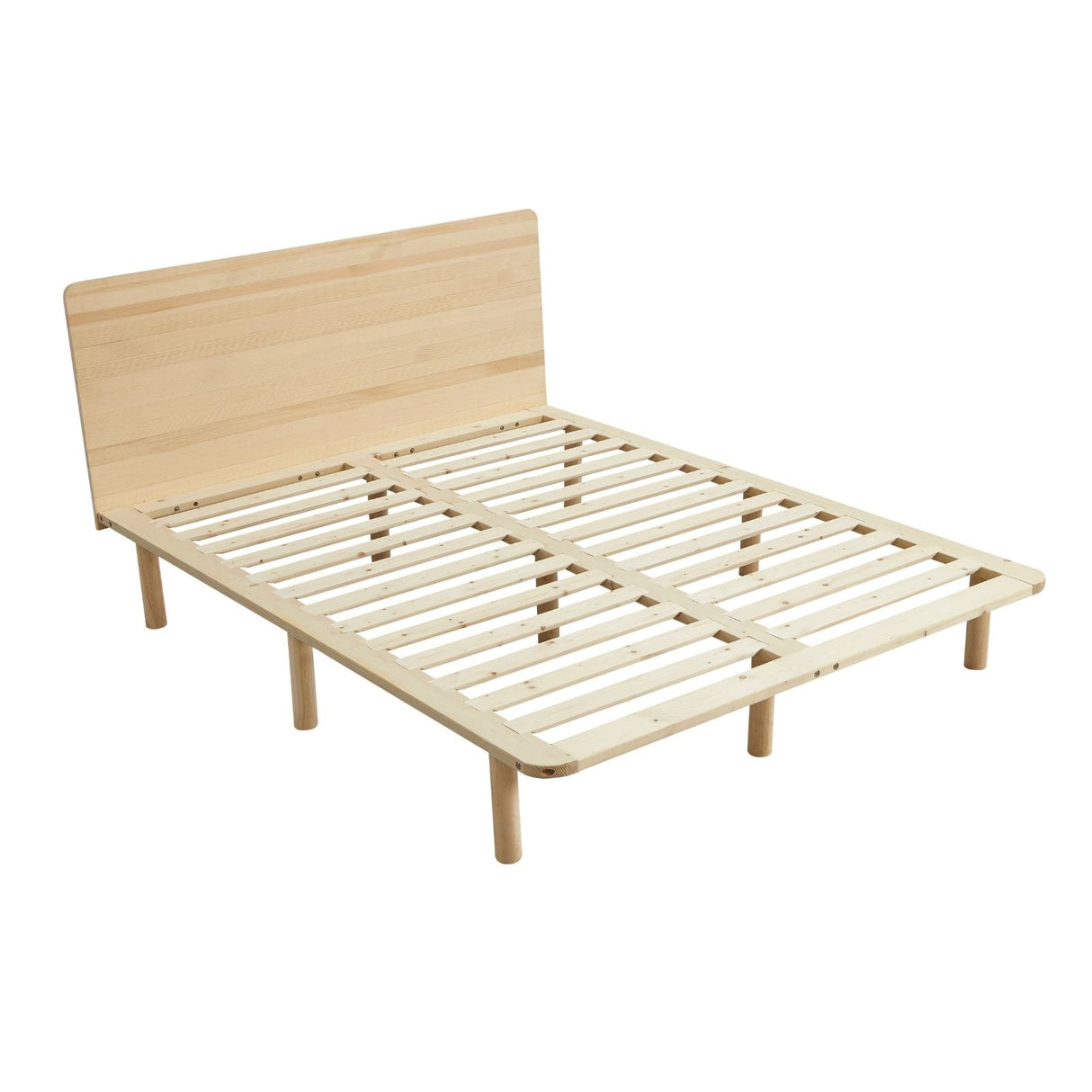 Natural Solid Wood Bed Frame Bed Base with Headboard Double