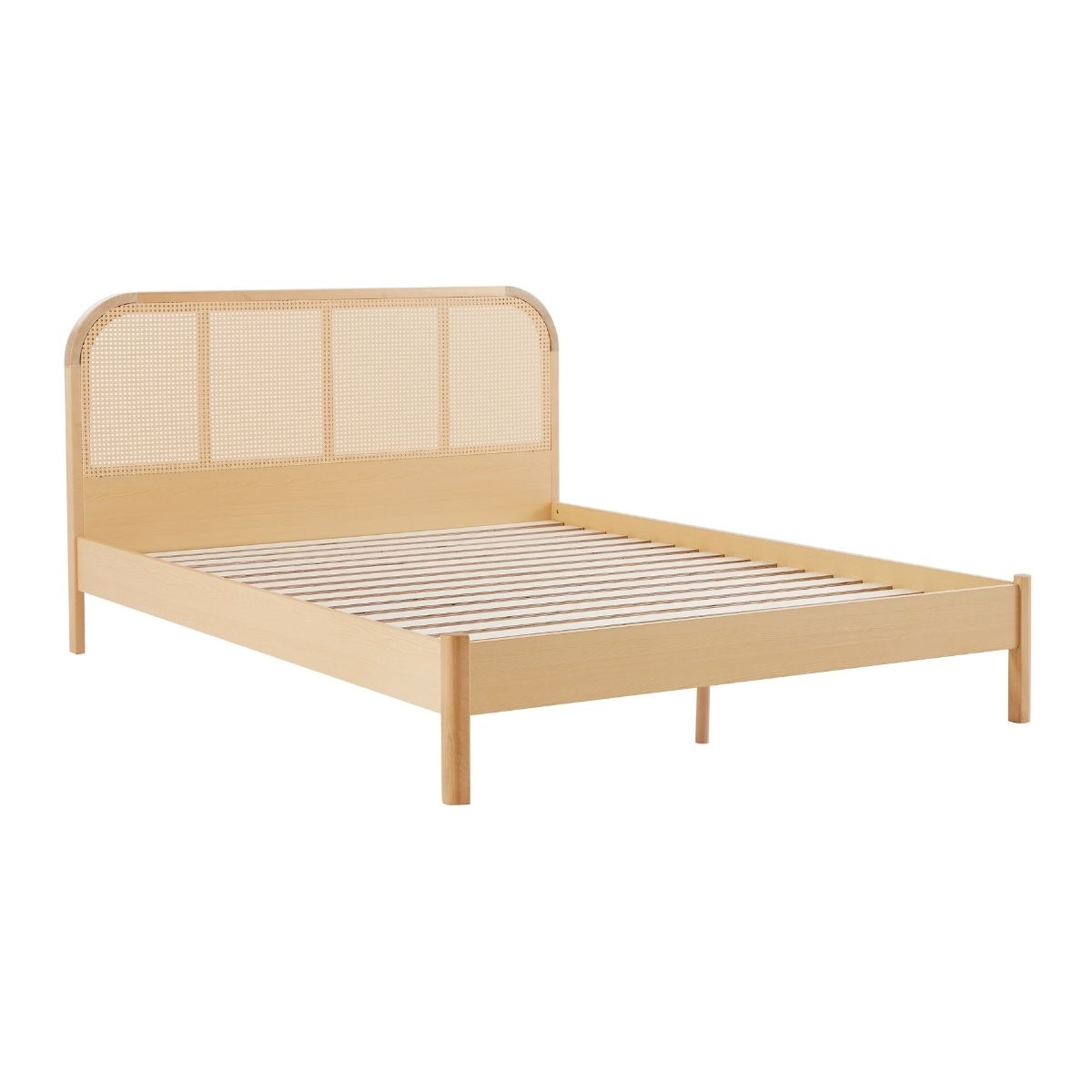 Lulu Bed Frame with Curved Rattan Bedhead - King