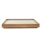 Walnut Oak Wood Floating Bed Base Queen