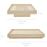 Natural Oak Wood Floating Bed Base King