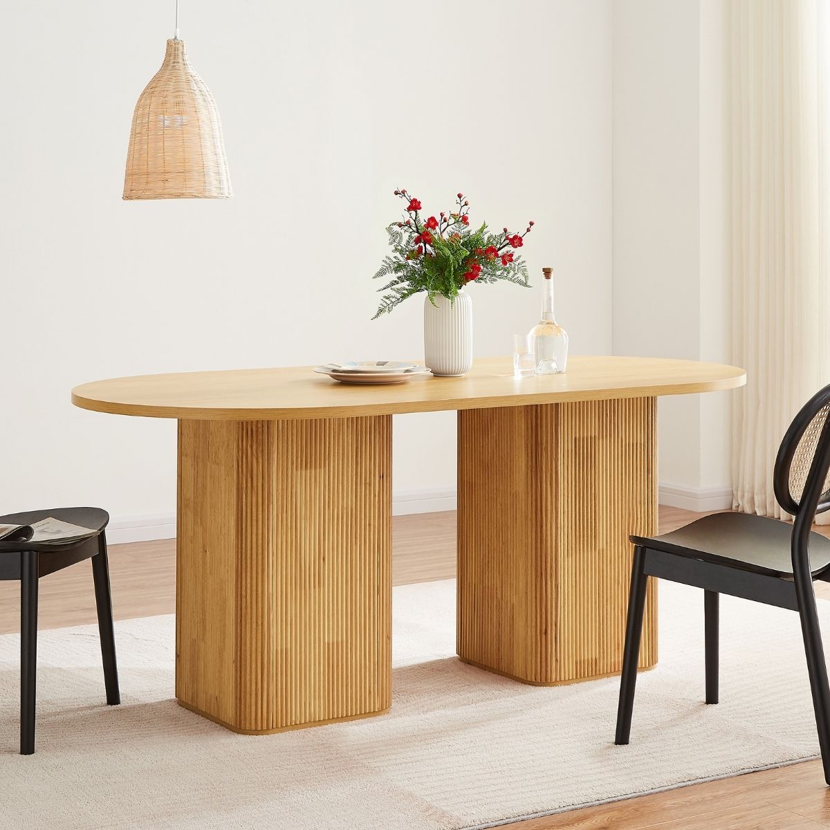 Ember 6 Seater Column Dining Table in Natural