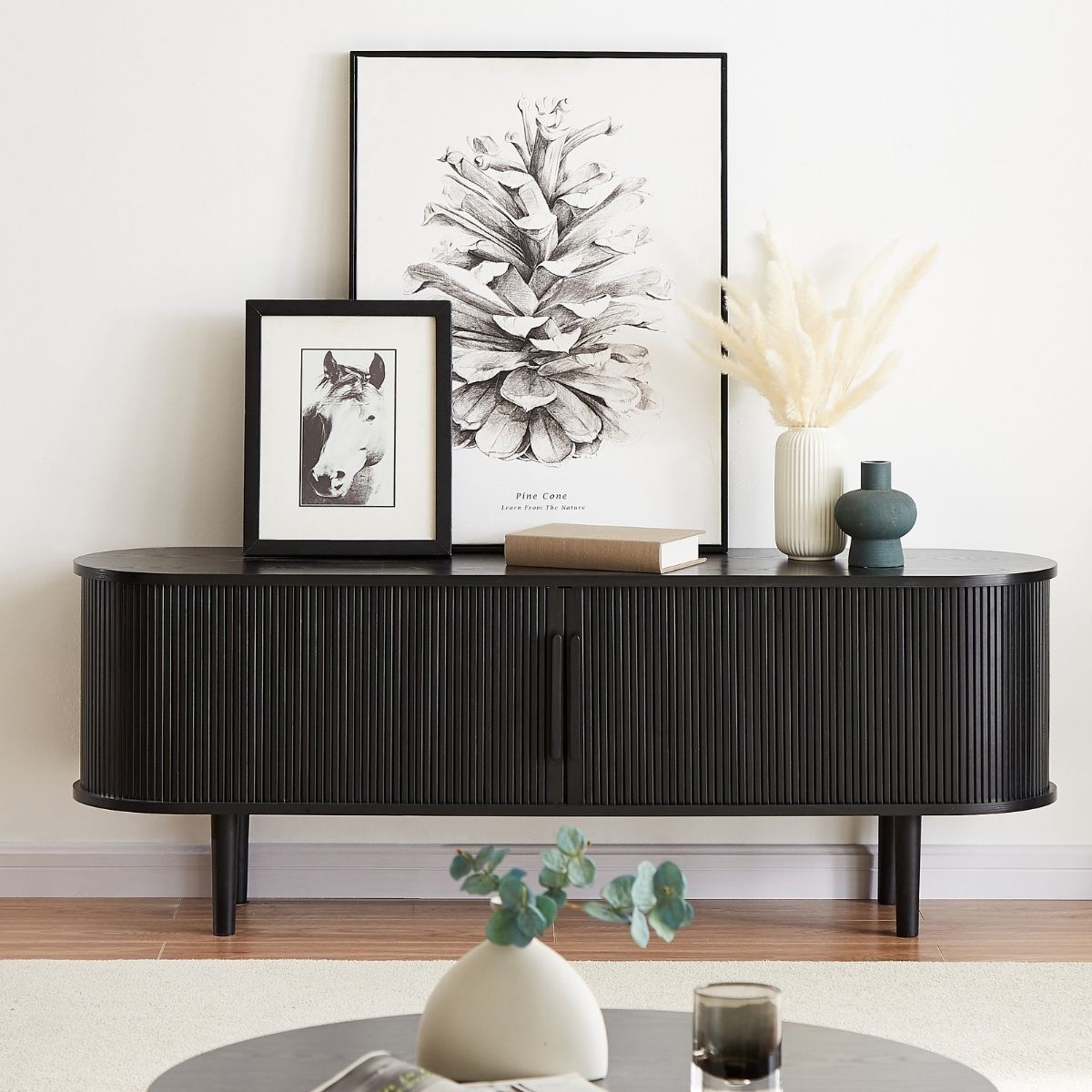 Kate Black Column TV Stand 160cm