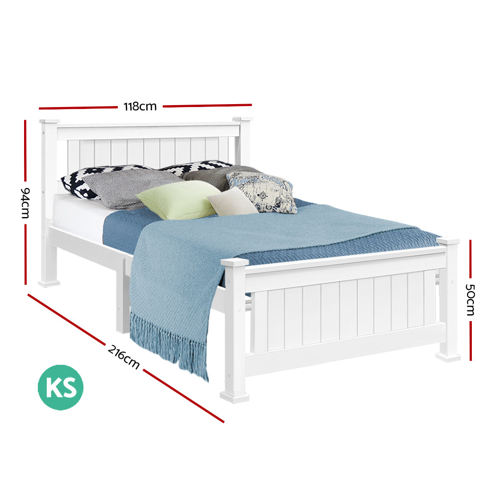 Bed Frame King Single Size Wooden White JADE