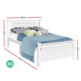 Bed Frame King Single Size Wooden White JADE