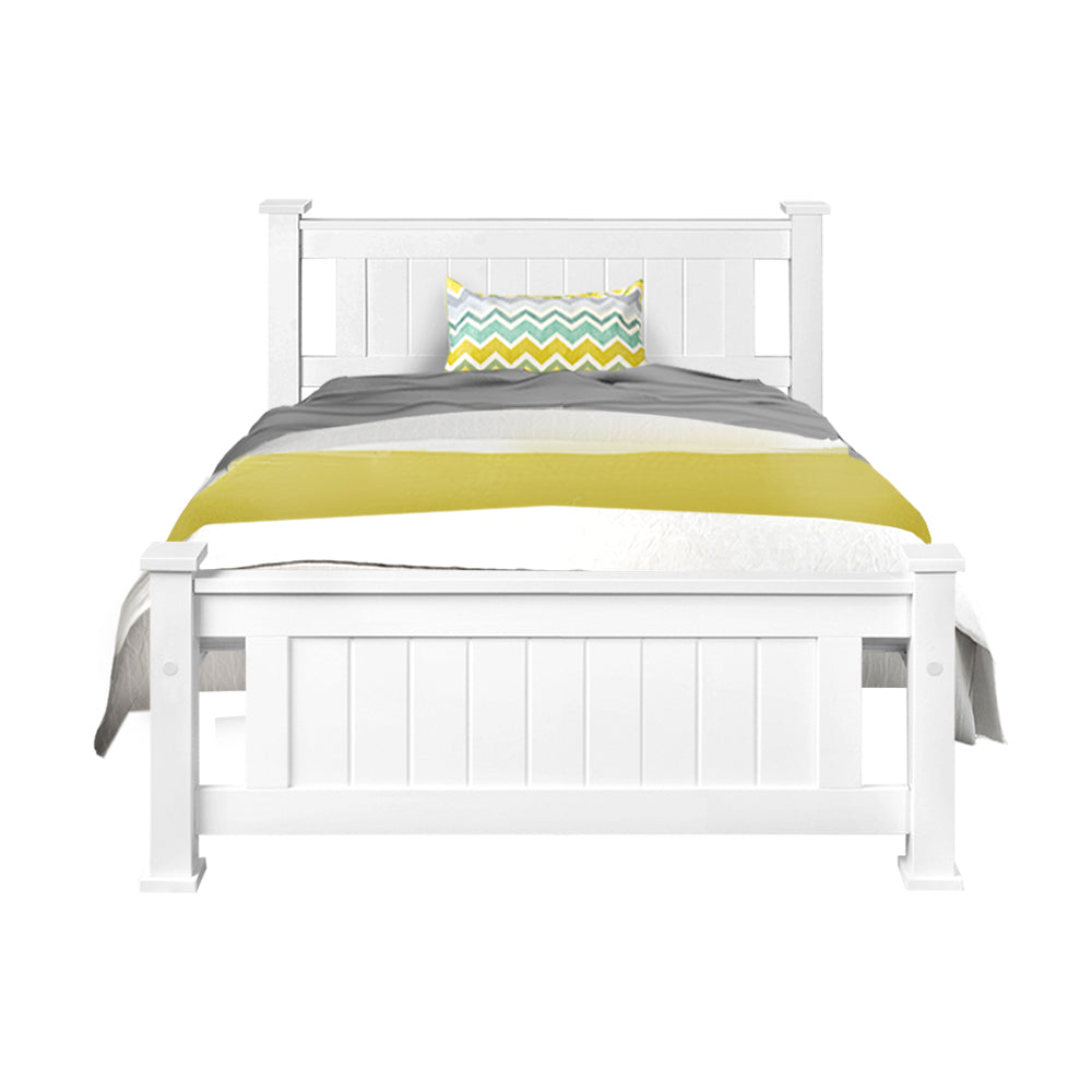 Bed Frame King Single Size Wooden White JADE