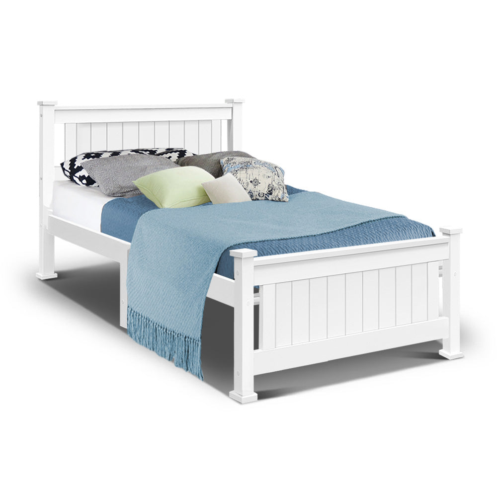 Luna White Single Wooden Bed Frame