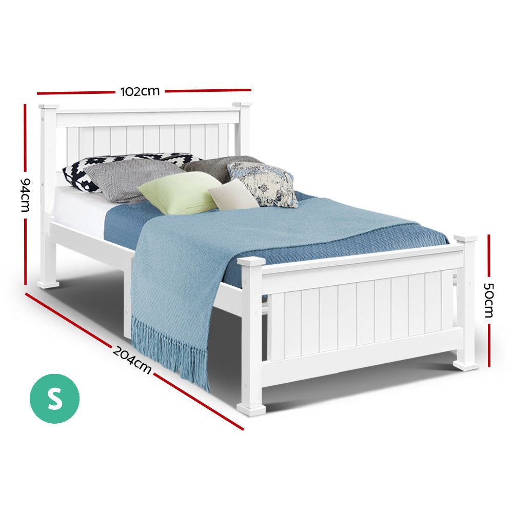 Luna White Single Wooden Bed Frame