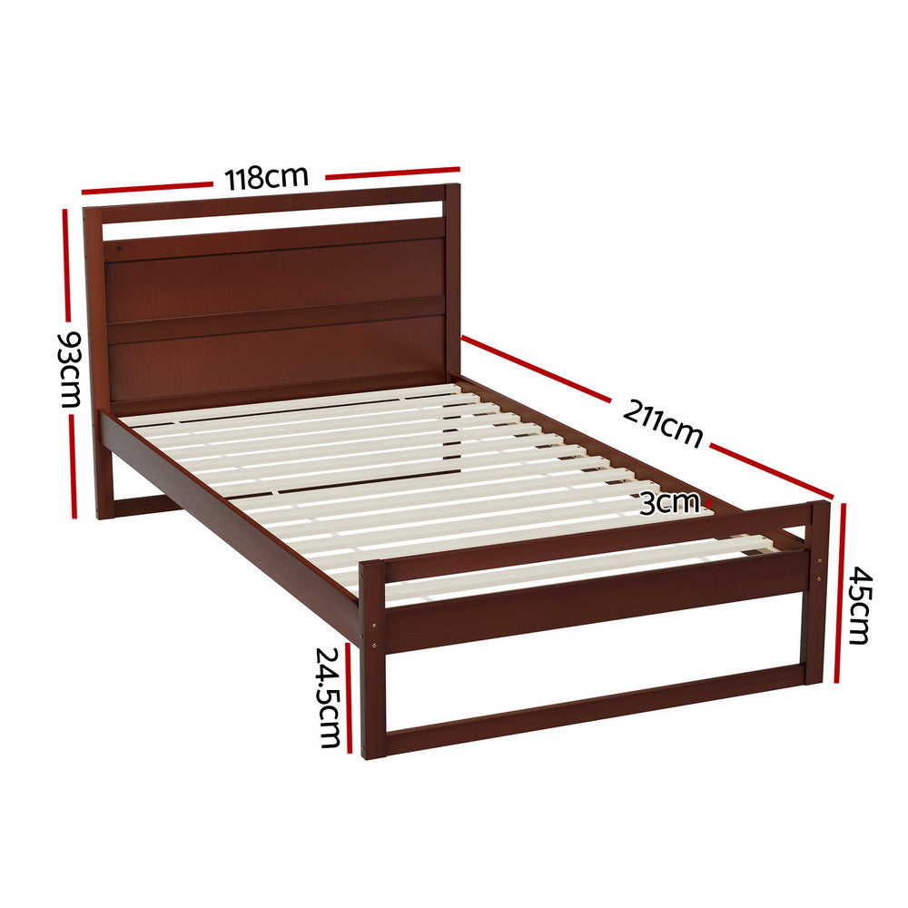 WITTON Walnut Bed Frame - King Single Size