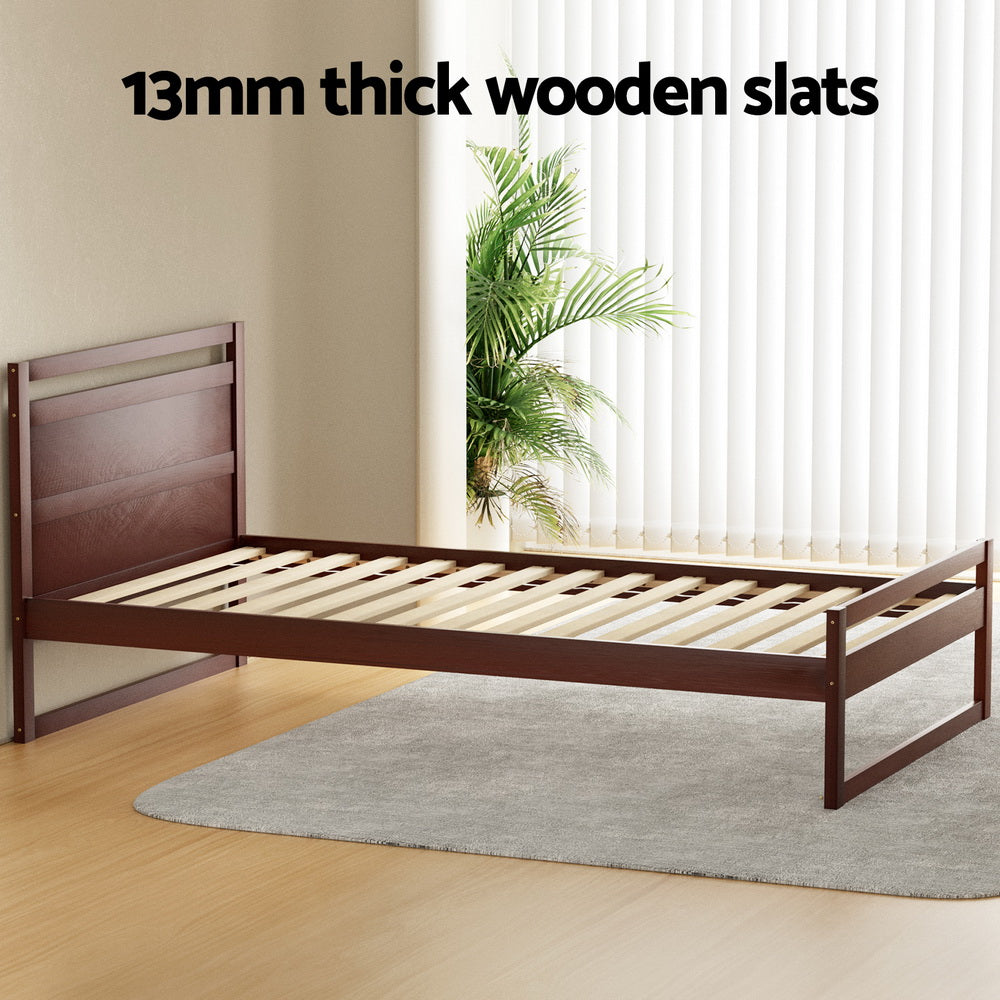 WITTON Walnut Bed Frame - King Single Size